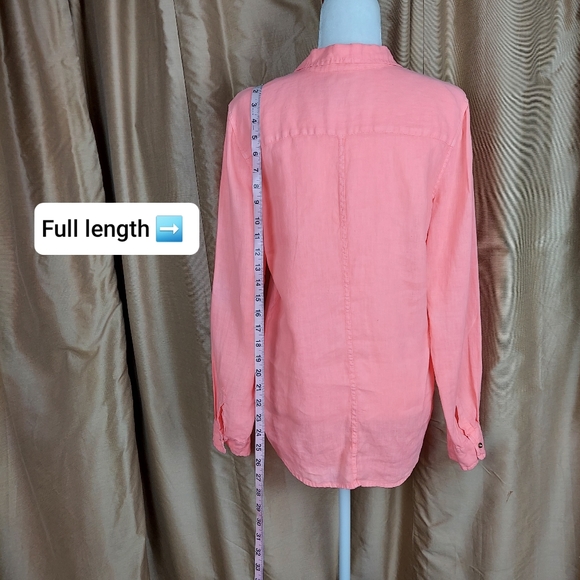 Lilly pulitzer pink 100% Linen logo button down top size L - Picture 5 of 9